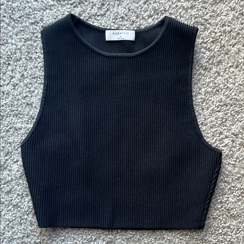 Black Ribbed Crop Top